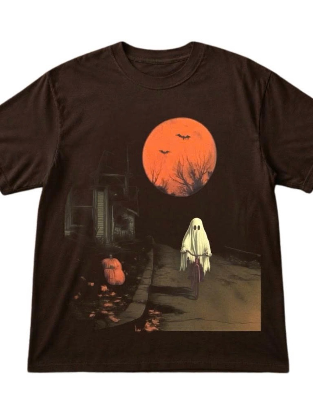 Gildan Brown Halloween Ghost Graphic Tee